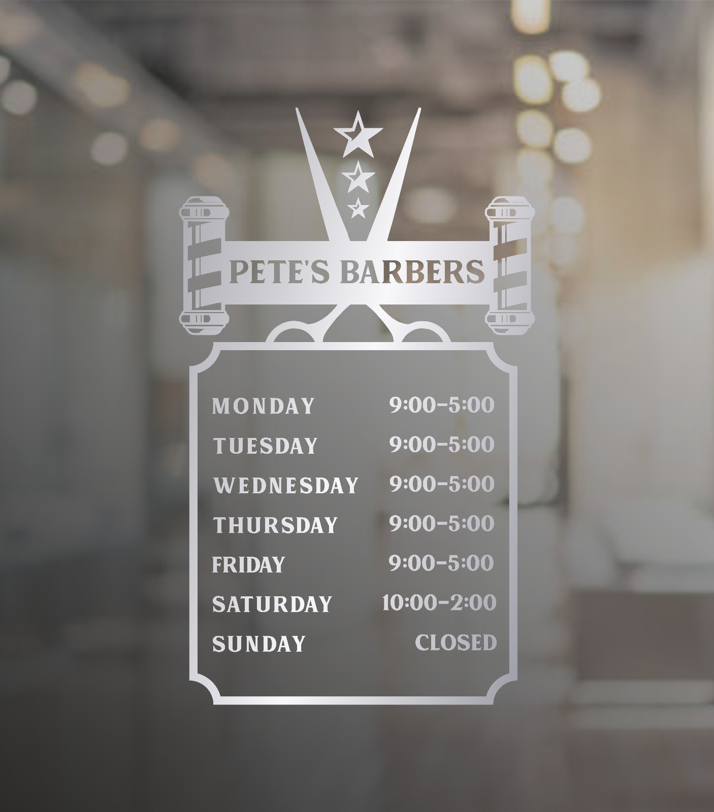 Barber Shop Opening Times Custom Personalised Custom Window Wall Sign Sticker