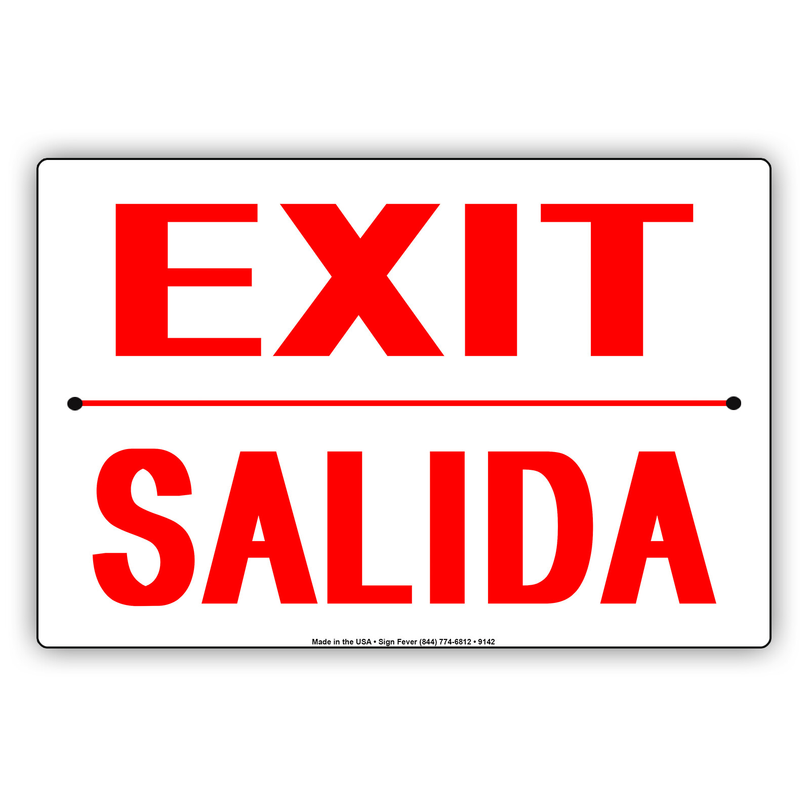 Exit Salida Spanish Aluminum Sign For Street, Malls Decor Bilingual Metal Sign