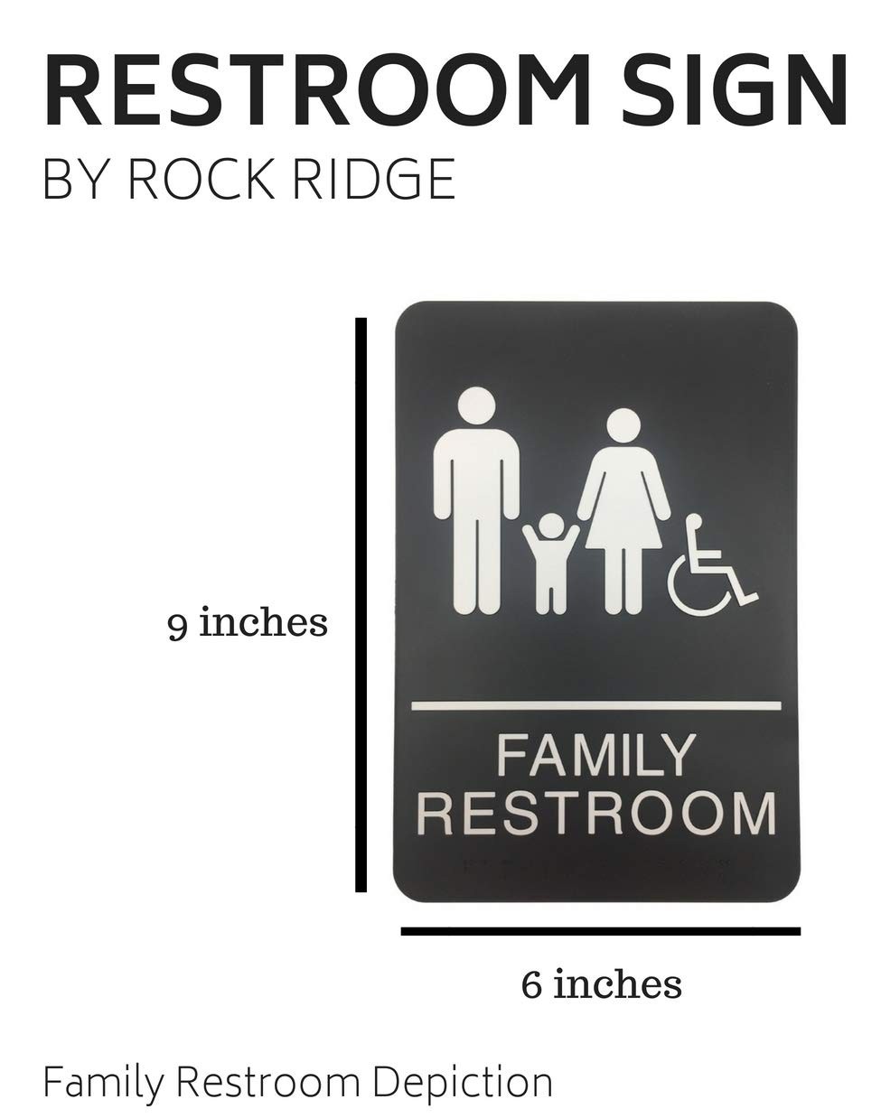 1 PCS Black Family Accessible ADA Compliant Restroom Sign Adhesive Tape