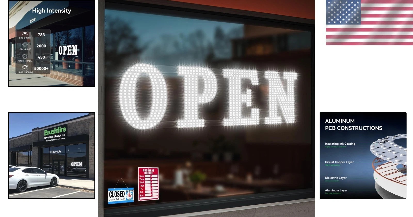 High Visibility 41&Prime;x15&Prime; Jumbo LED Open Sign – Built to Last Storefront Display