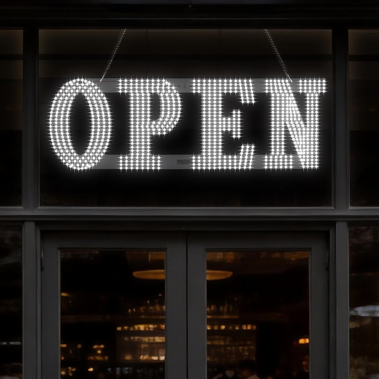 Bright LED Open Sign with 6 Modes – 30&Prime; x 10&Prime; Lighted Storefront Insert