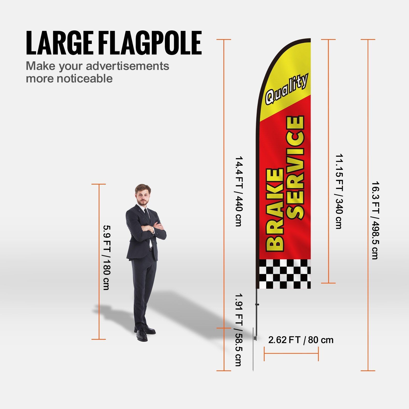 16.3ft High-Visibility Feather Flag Kit – 4 Flags, Aluminum Fiberglass Poles