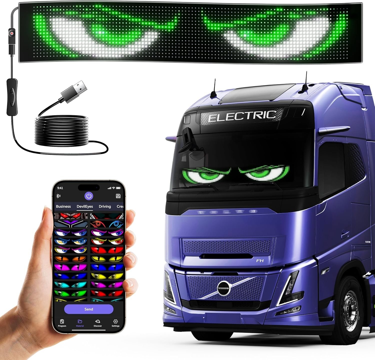 Customizable LED Car Sign with APP Control – Portable 23x5in Scrolling Display