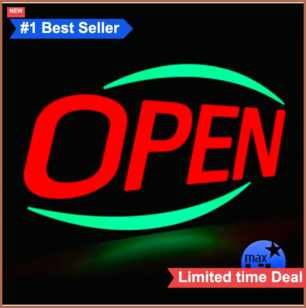 LED Open Sign 32×17 Inch Ultra Bright Red Green Remote Control Wall Mountable