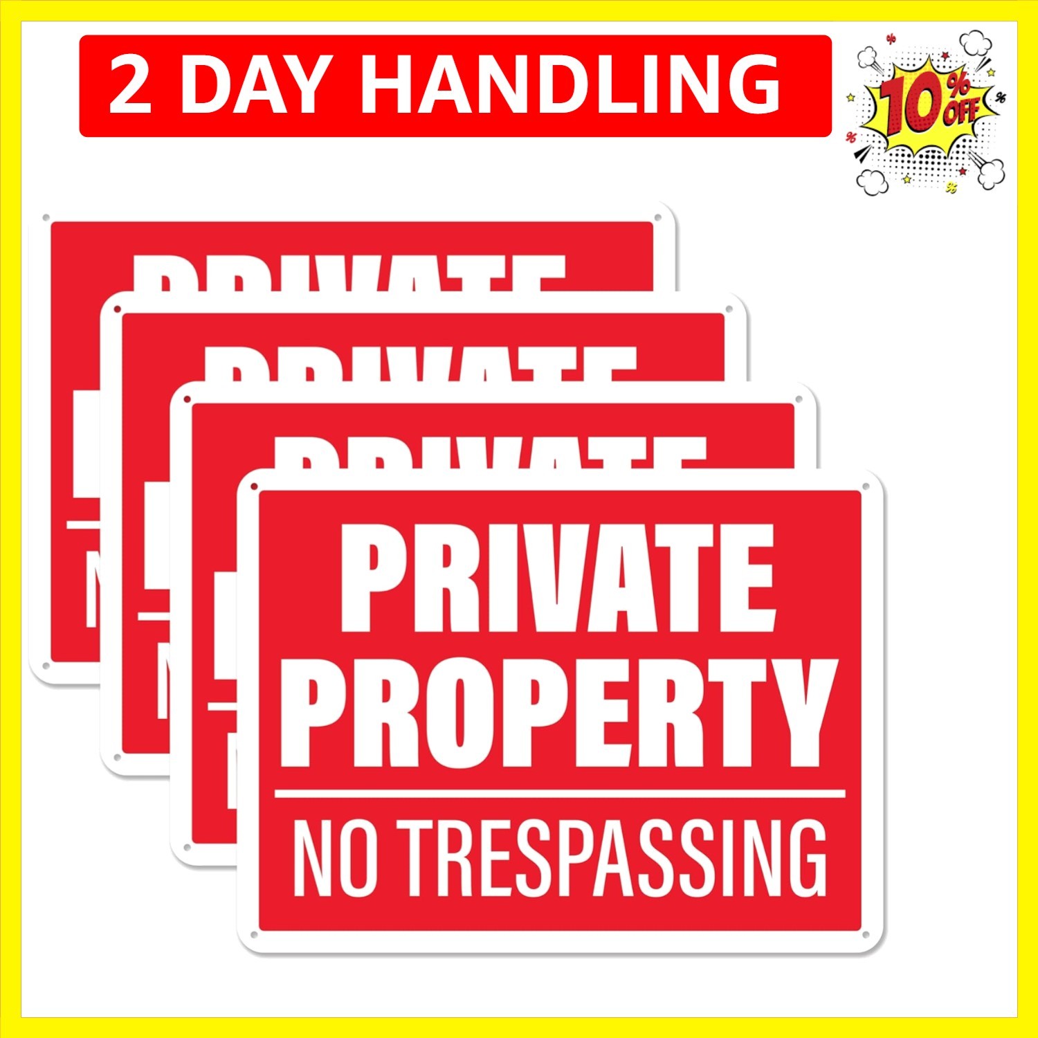 Private Property No Trespassing Sign 4 Pack Plastic Sign for Home, Office, Co…