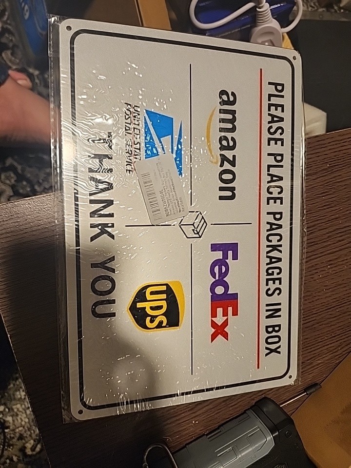 NWOT Package Delivery Sign Instructions For Amazon UPS FedEx USPS Sign, 12&Prime; x 8&Prime;