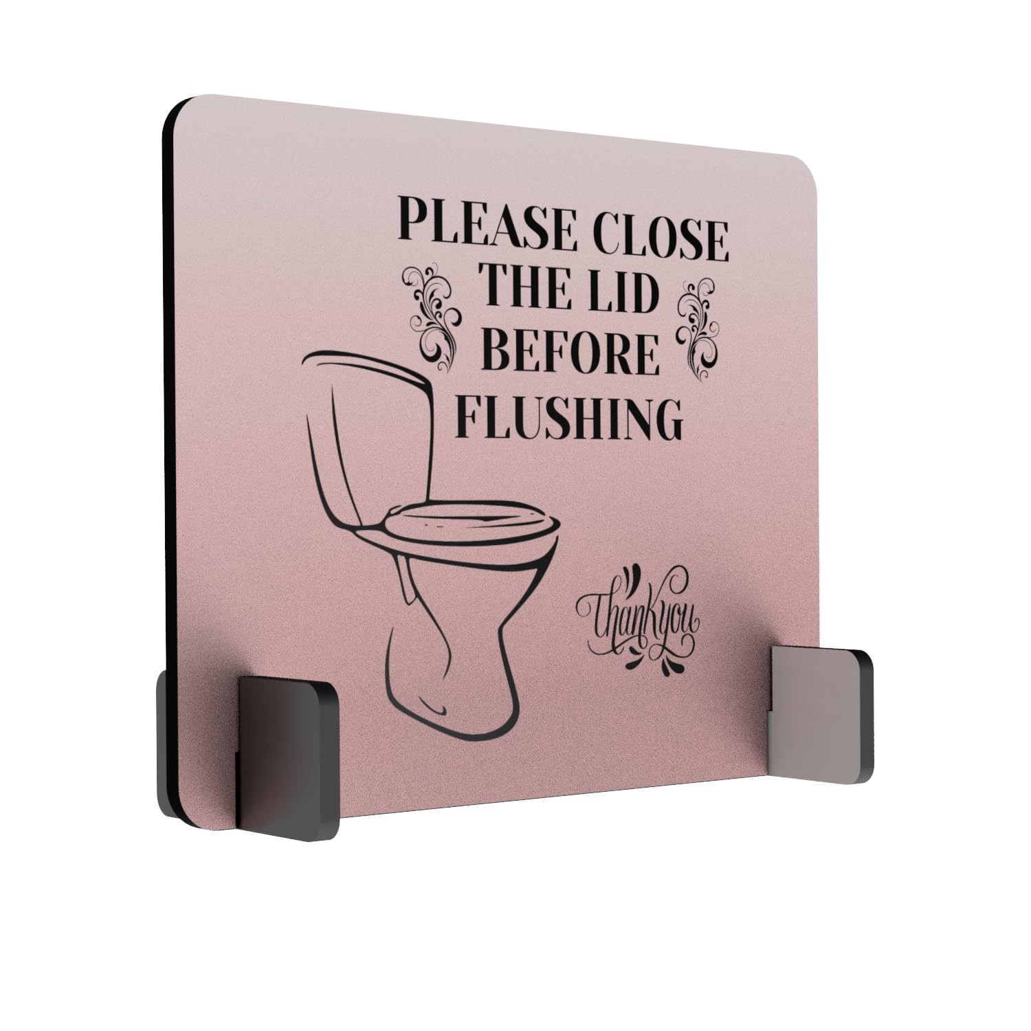 Elegant FreeStanding Bathroom Sign Polite Reminder Close Toilet Lid Flushing