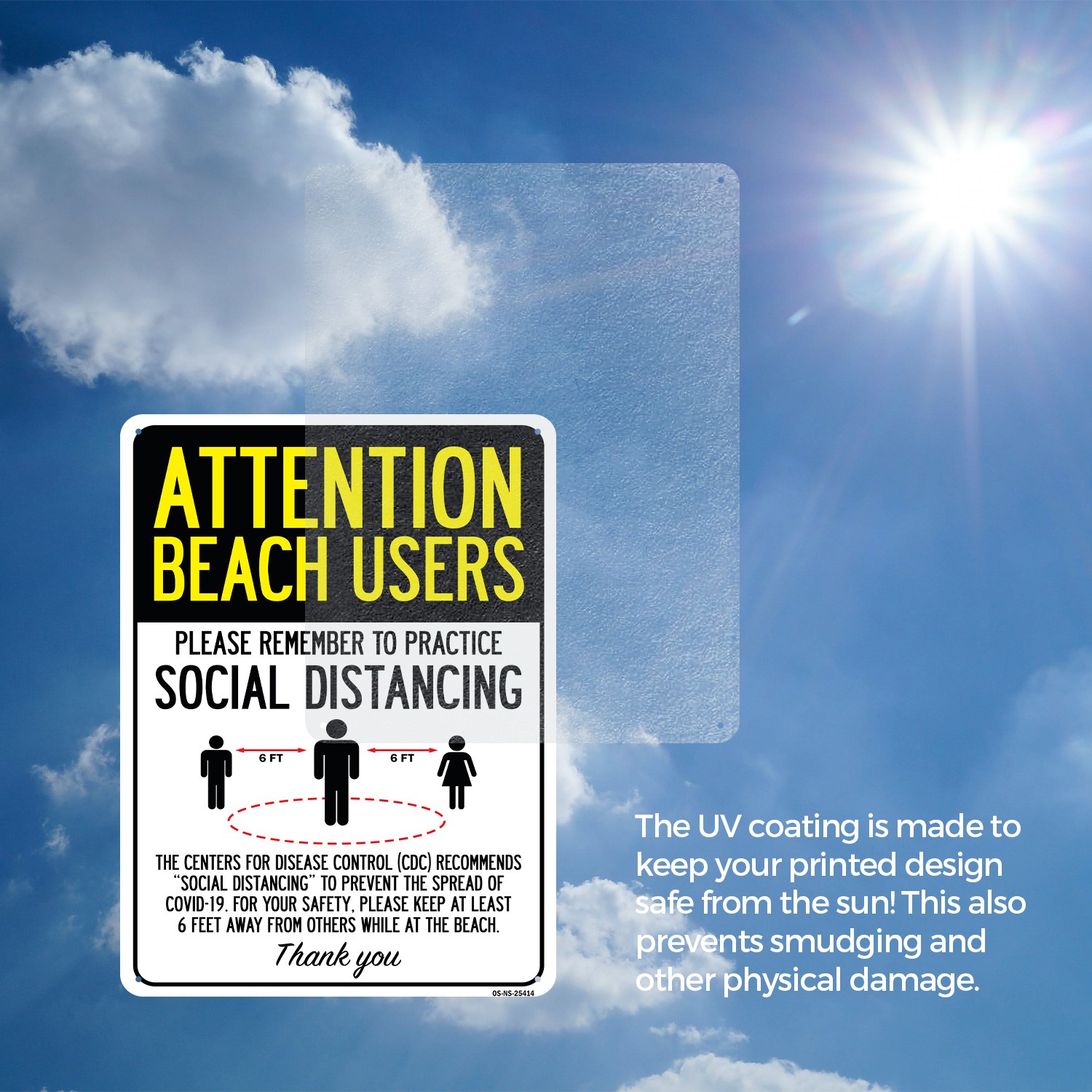 Attention Beach Users Practice Social Distancing Public Safety Sign 5/10 Pack