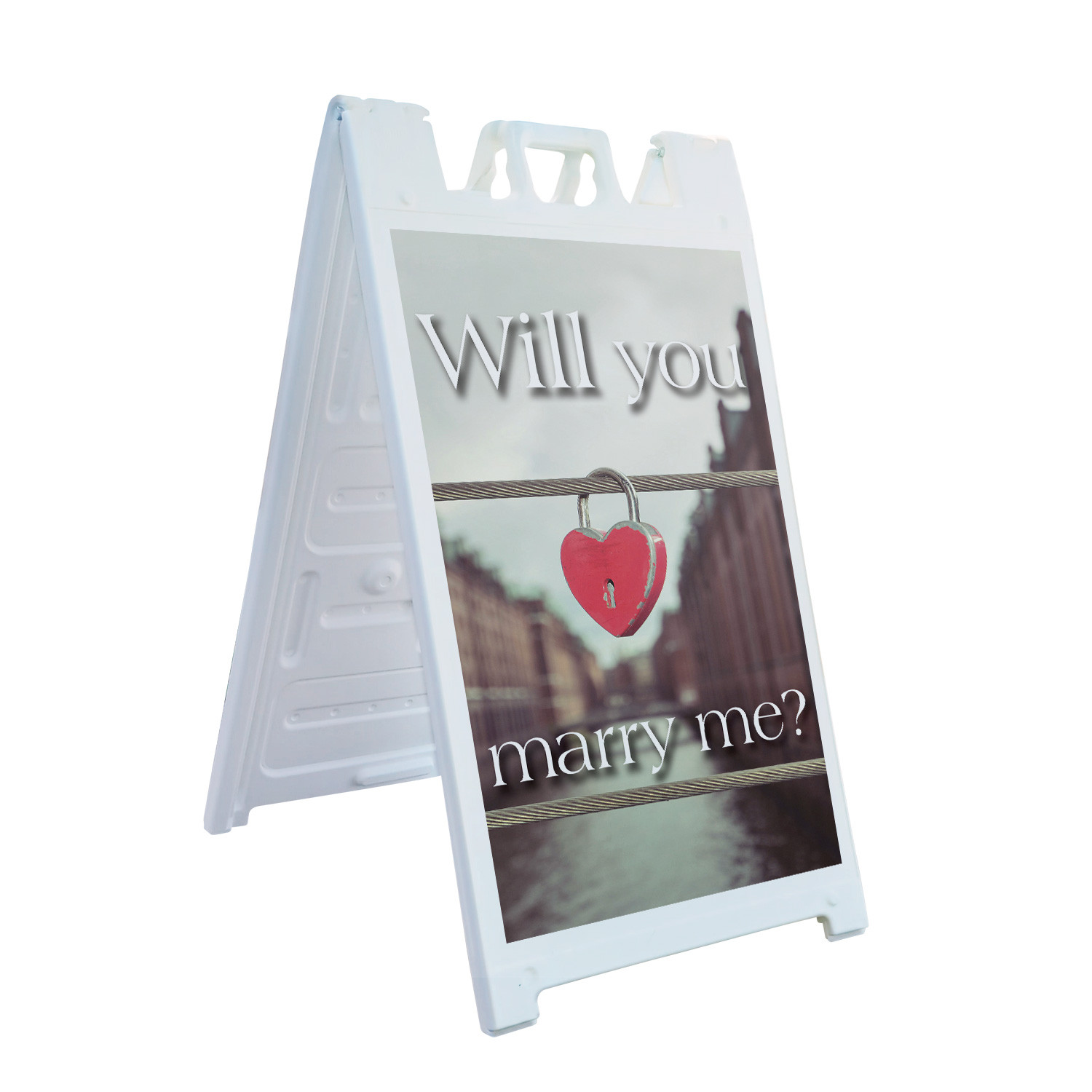 Will You Marry Me Heavy Duty A-Frame Sidewalk Sign Romantic Messaging Bold
