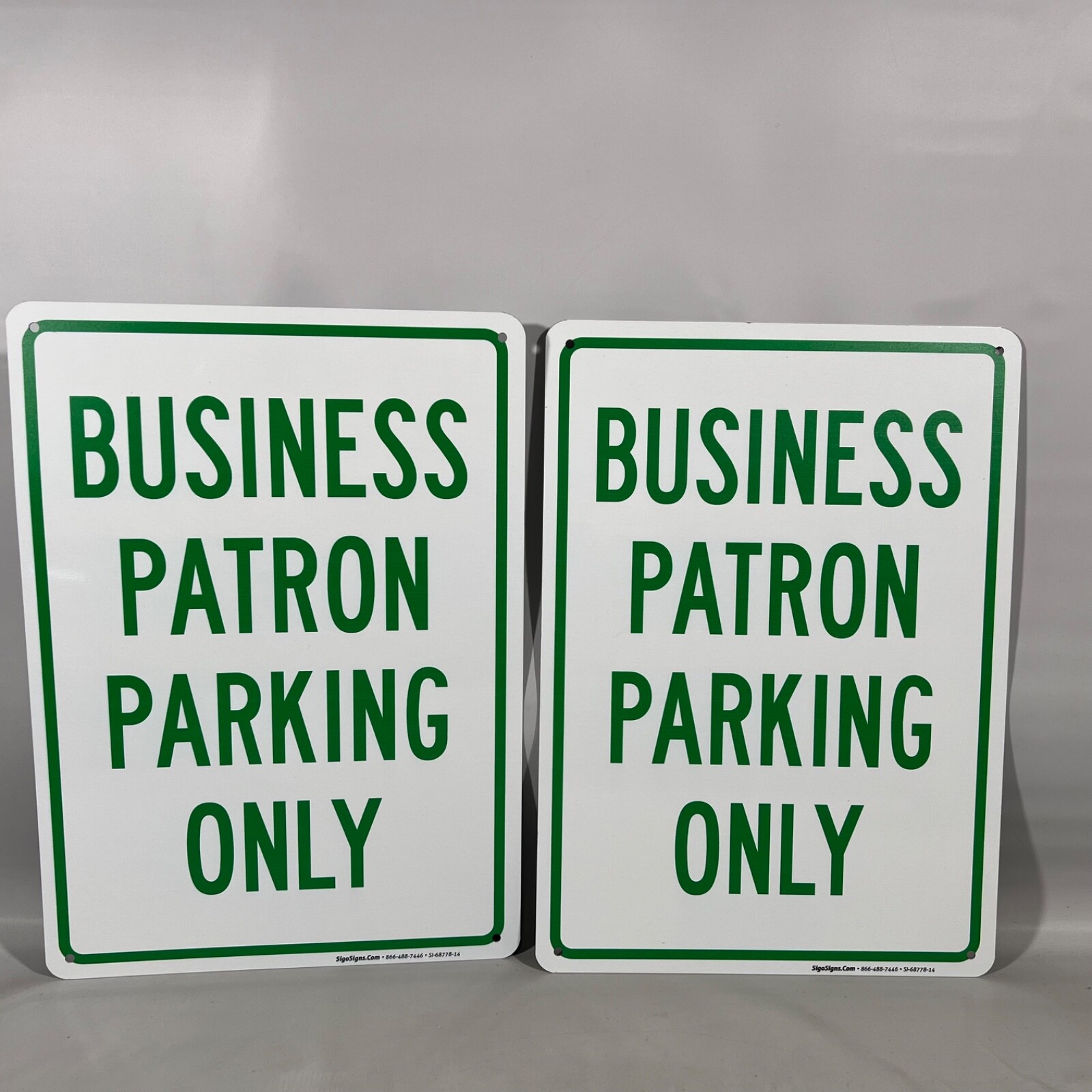 Set 2 Vertical Metal Sign Weatherproof Street Business Patron Parking Only New