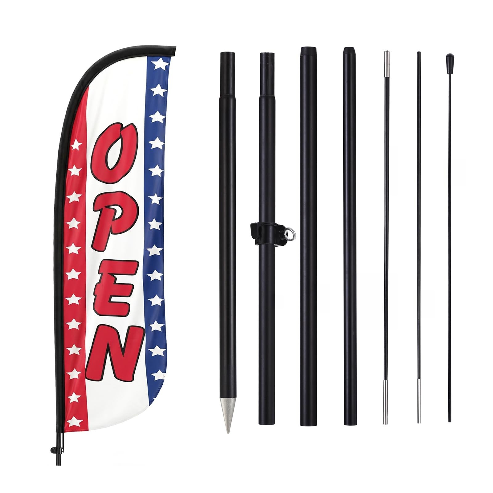 8ft Feather Flag Kit with Pole & Ground Stake – Swooper Banner for Grand Opening