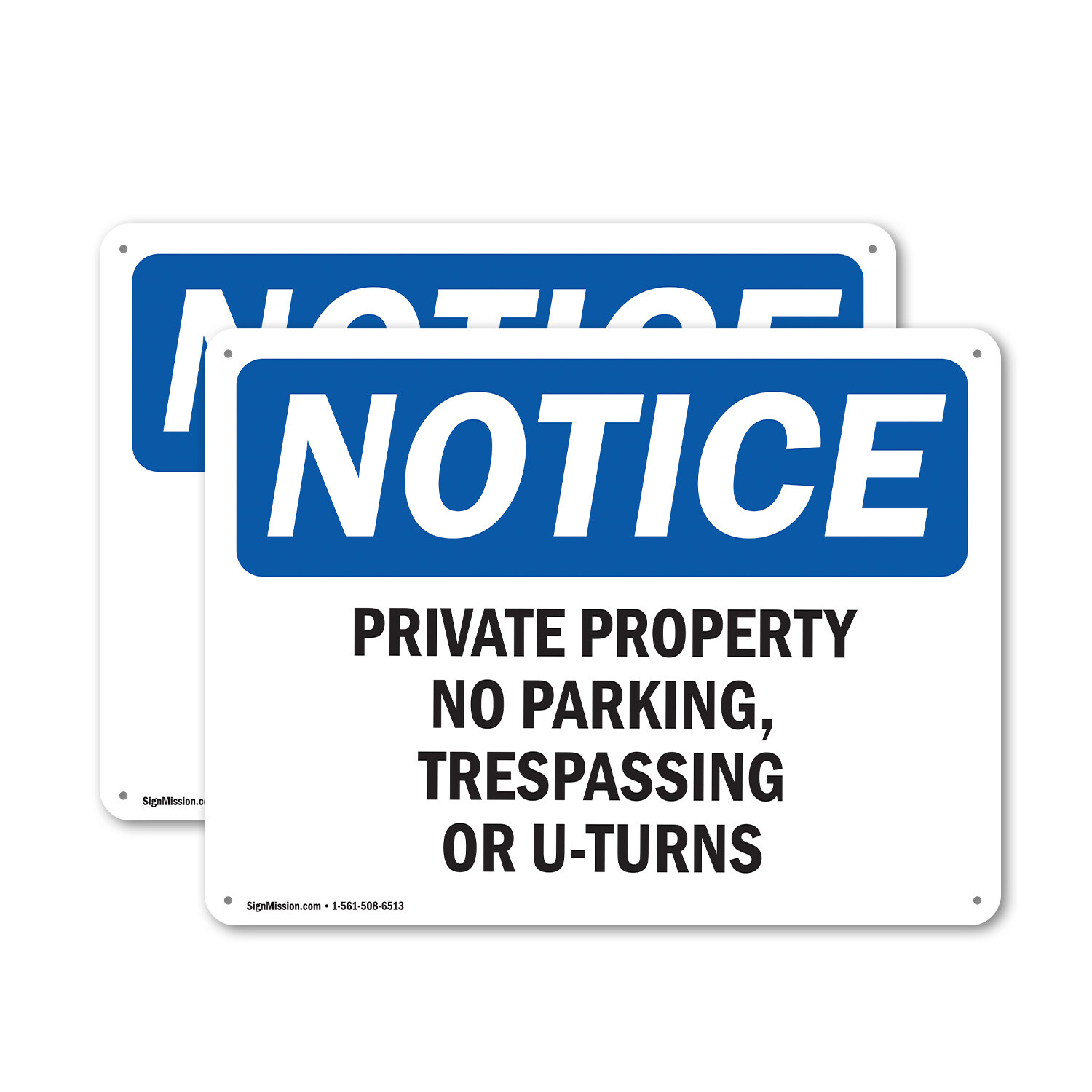 (2 Pack) Private Property No Parking Trespassing OSHA Notice Sign Decal Metal