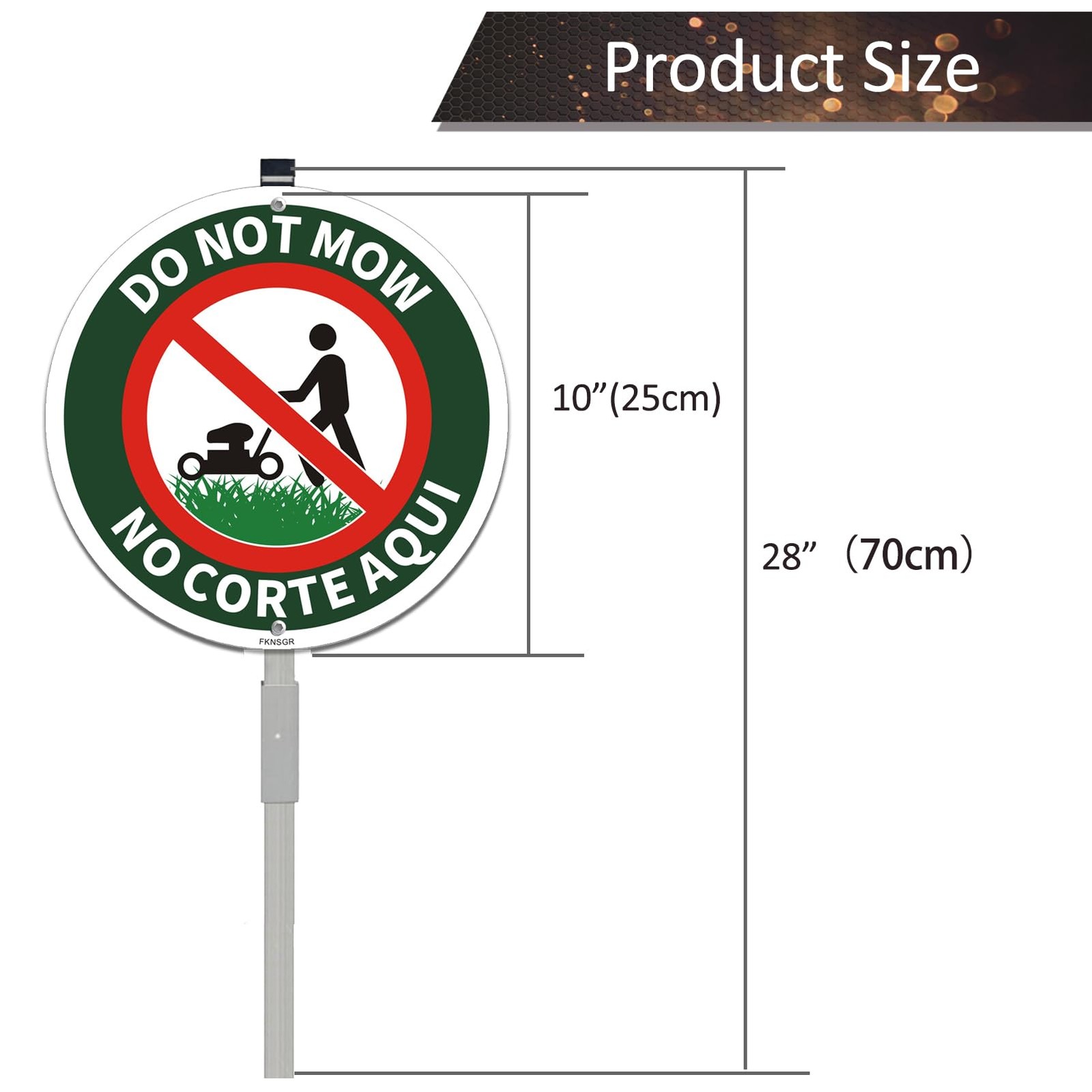 Do Not Mow Yard Sign Aluminum 2.3 Foot Stake Bilingual English Spanish 2 PCS