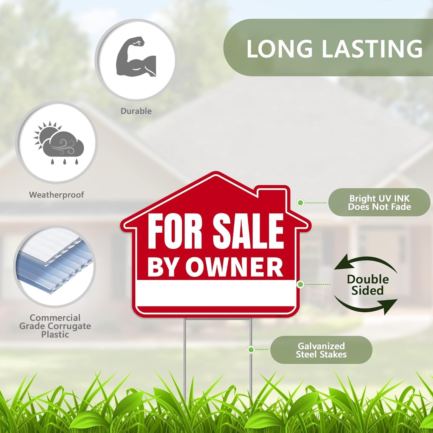 Commercial-Grade Double-Sided For Sale Sign – 17&Prime;x13&Prime; Lightweight & Strong
