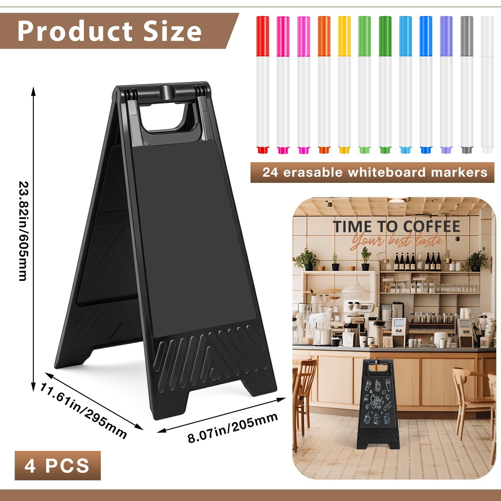 Colingmill 4 Pack A Frame Sandwich Board Sign Dry Erase Surface 24 X 12 Inch