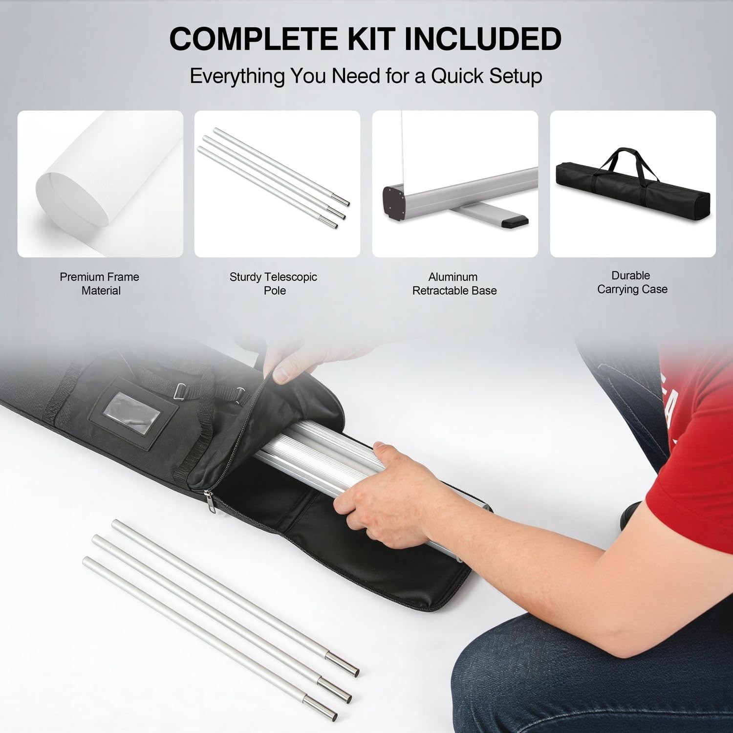 Aluminum Roll Up Banner Trade Show Display Hardware ONLY(33×81 inches)