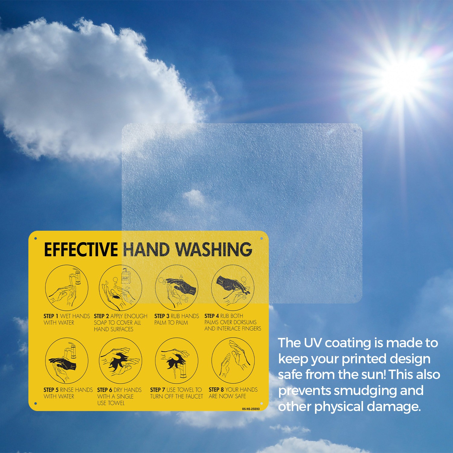 Effective Hand Washing Public Safety Sign Metal, Plastic, Decal – 5 or 10 Pack