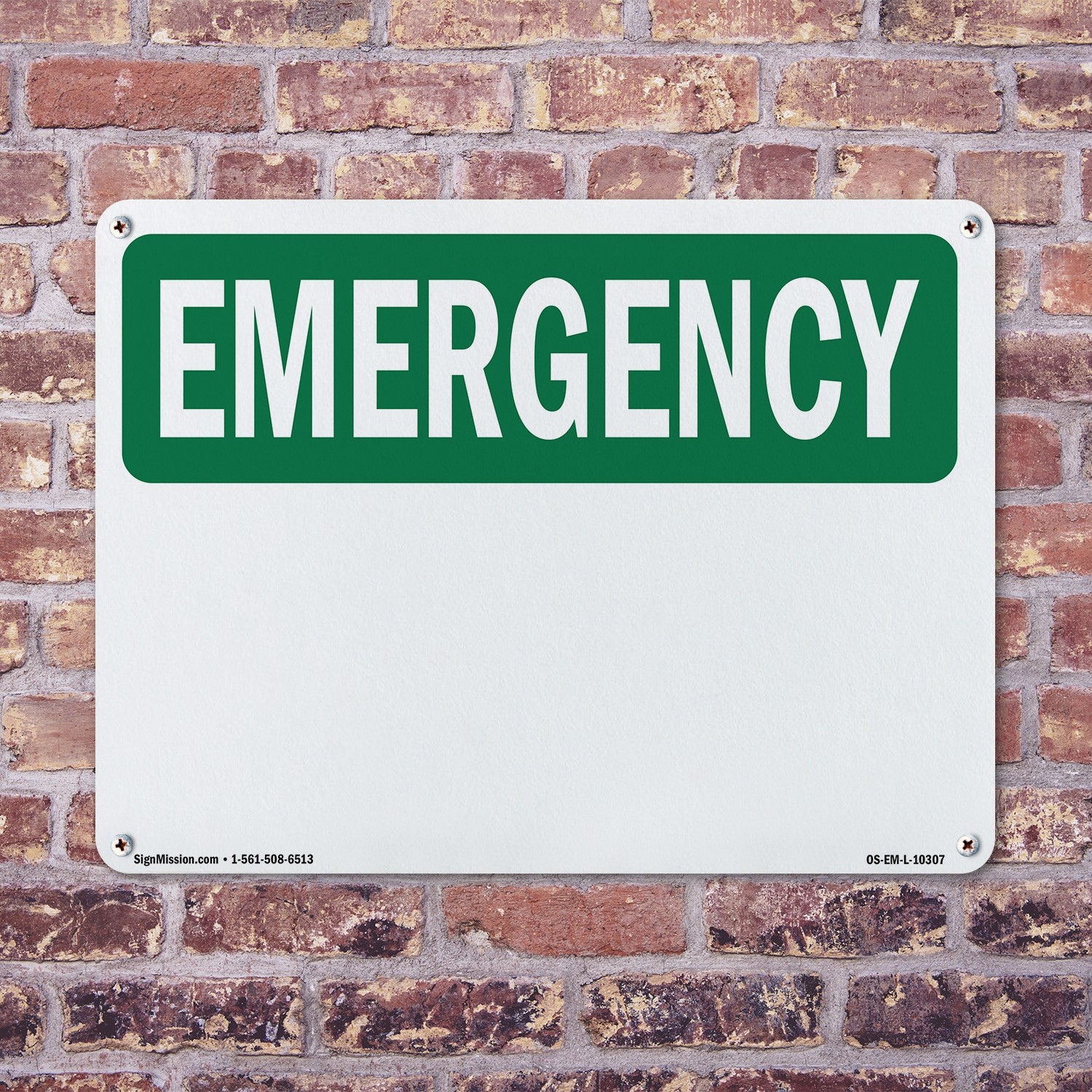 Blank Write OSHA Emergency Sign Metal, Plastic, Or Decal – 5 or 10 Pack