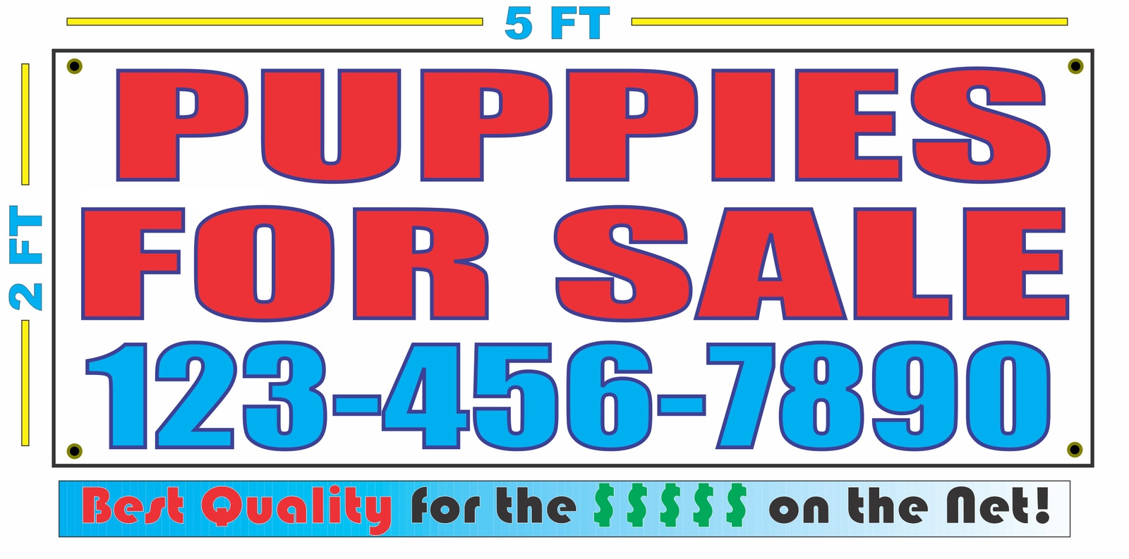 PUPPIES FOR SALE w CUSTOM PHONE Banner Sign NEW Size Best Quality for the $