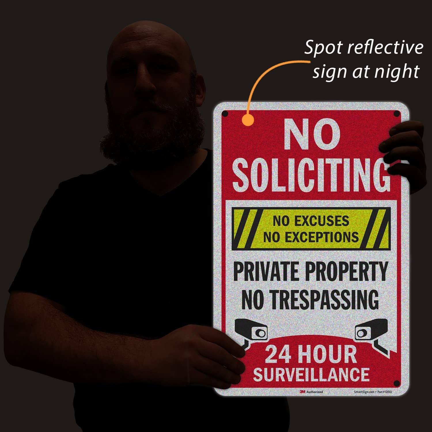 18&Prime; X 12&Prime; &lsquo;No Soliciting No Excuses/Exceptions, Private Property No Trespassing,