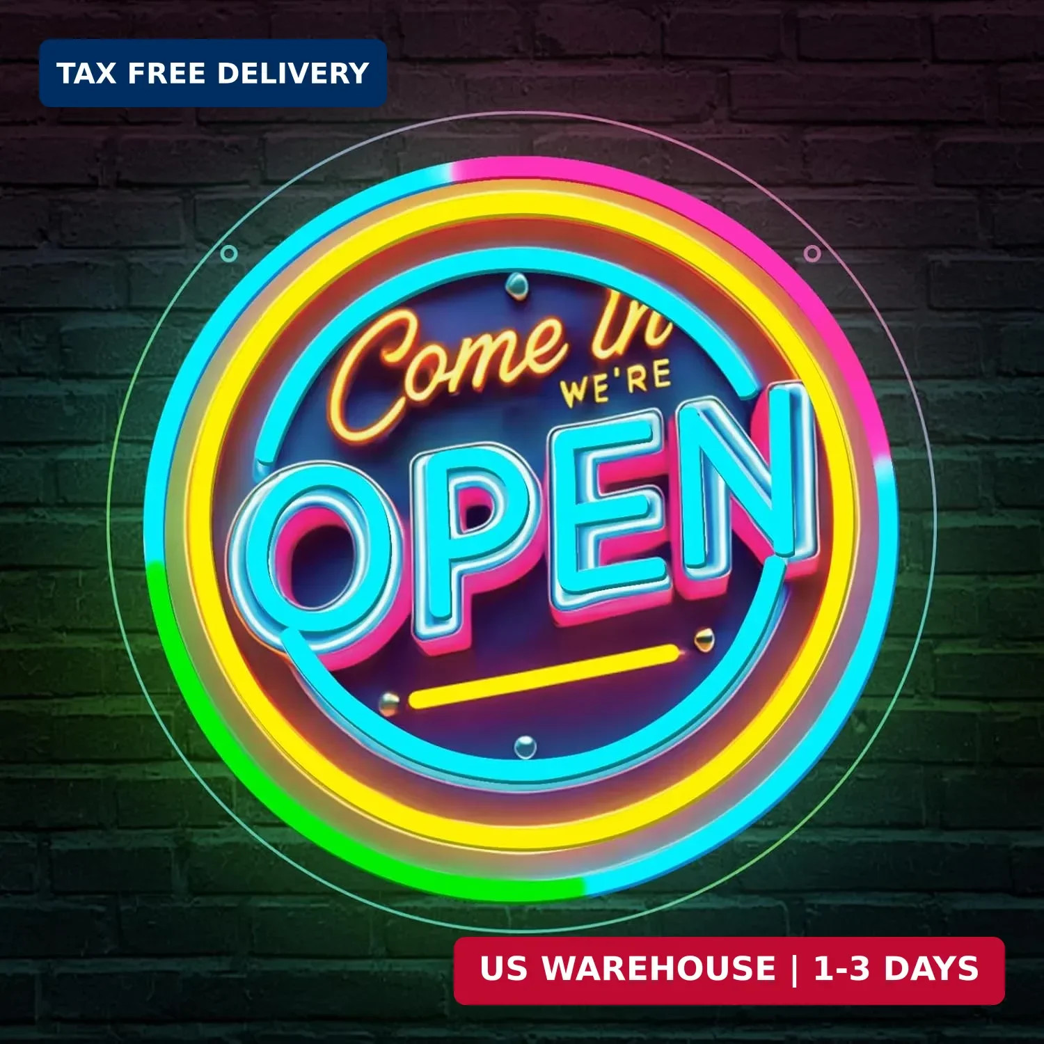 Neon Open Sign for Business, 13 * 13 » Colorful Adjustable Brightness Come in We