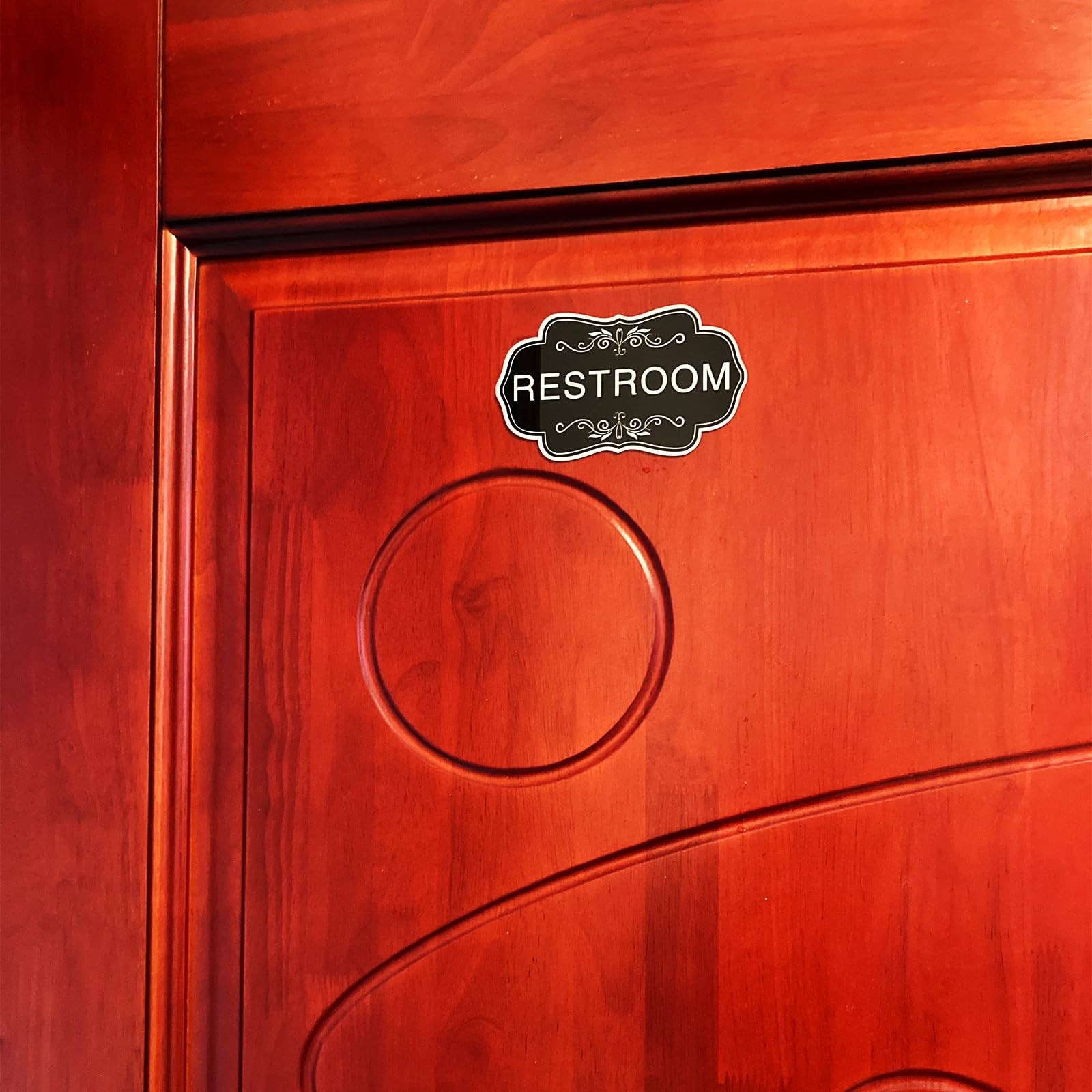 Designer Restroom Sign Unisex Bathroom Signage Door Wall Decor Plaque Black