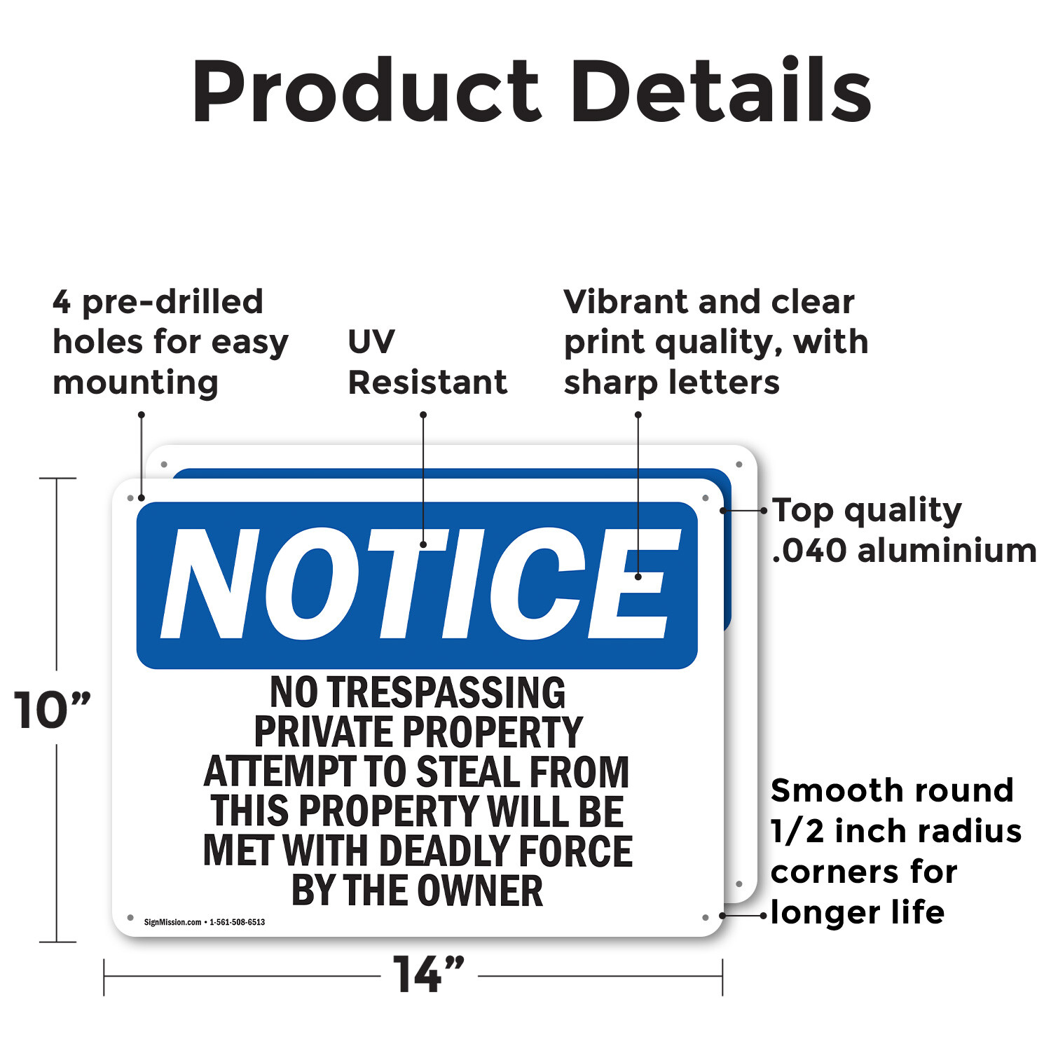 (2 Pack) No Trespassing Private Property Attempts OSHA Notice Sign Decal Metal
