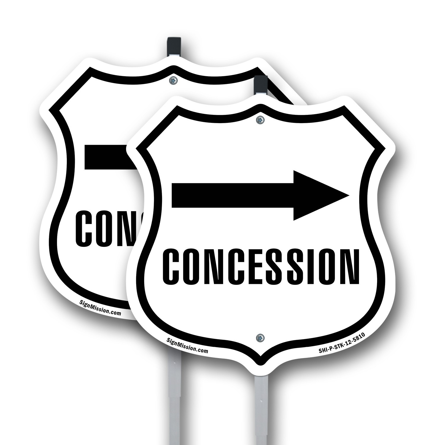 Concession Right Shield Shaped Sign With Stake Crafted in the USA