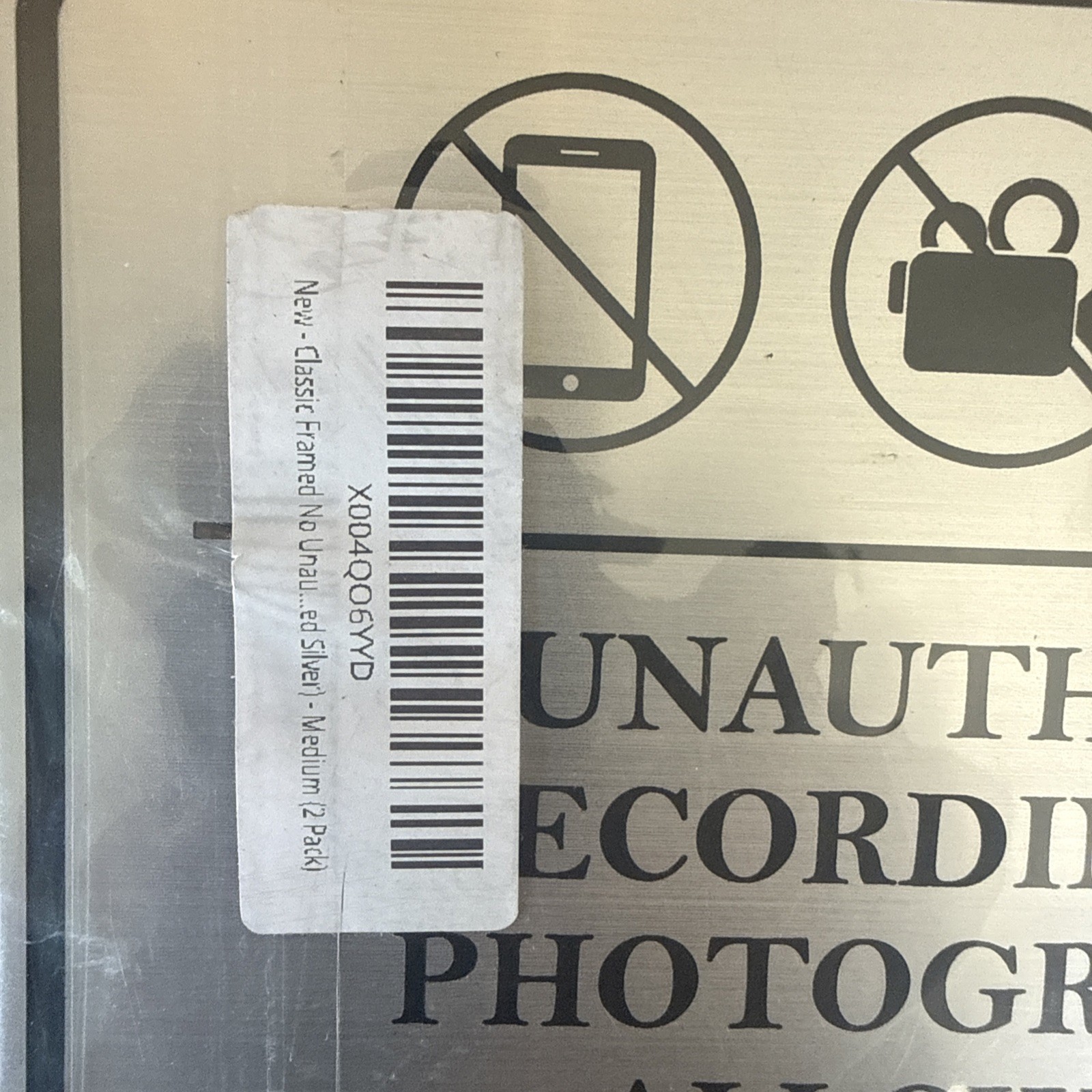2 Pack Classic Framed No Unauthorized Recording or Photography Allowed 5&Prime; X 7&Prime;