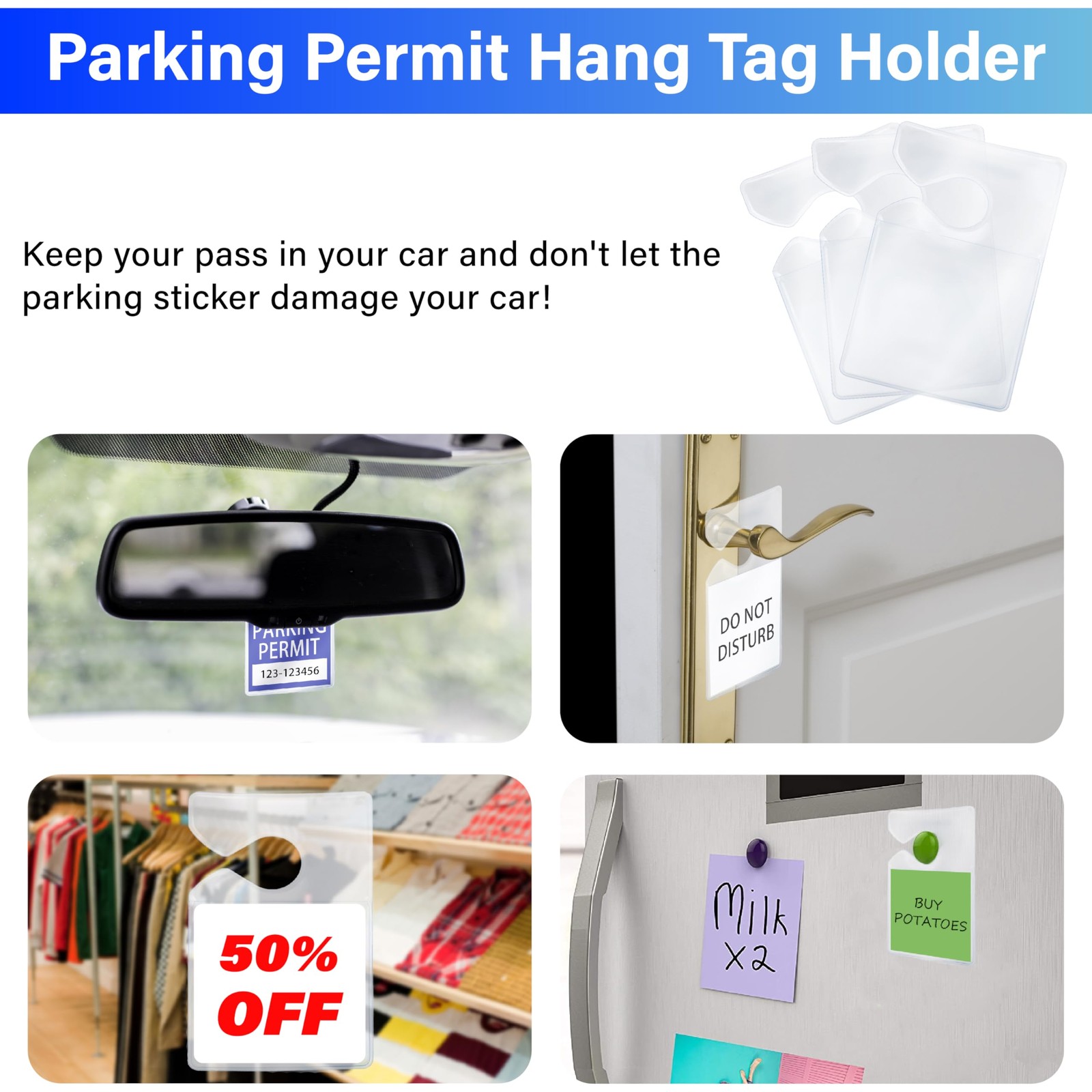 ecocstm 10 PCS Clear Parking Permit Holder, Rear View Mirror Hanger, Car…