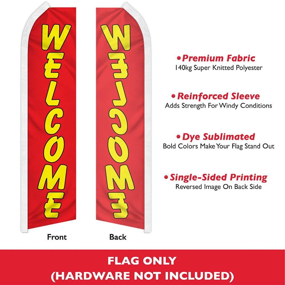 Welcome (Red/Yellow) Swooper Flutter Feather Advertising Welcome Banner Flag