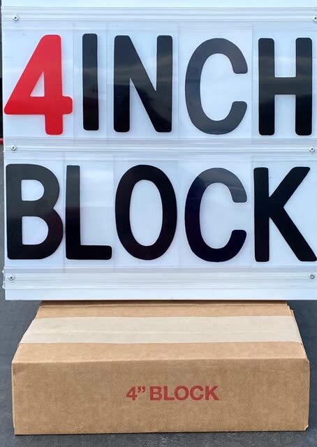 Changeable Outdoor Sign Flexible Letters – Block Style – 4&Prime; on 5&Prime; Black Letters