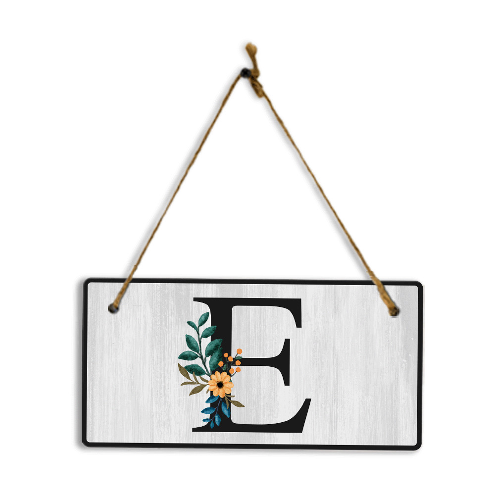 E Flower Decor 5×10 Hanging Wall or Door Sign | Alphabet Letter Room Decoration