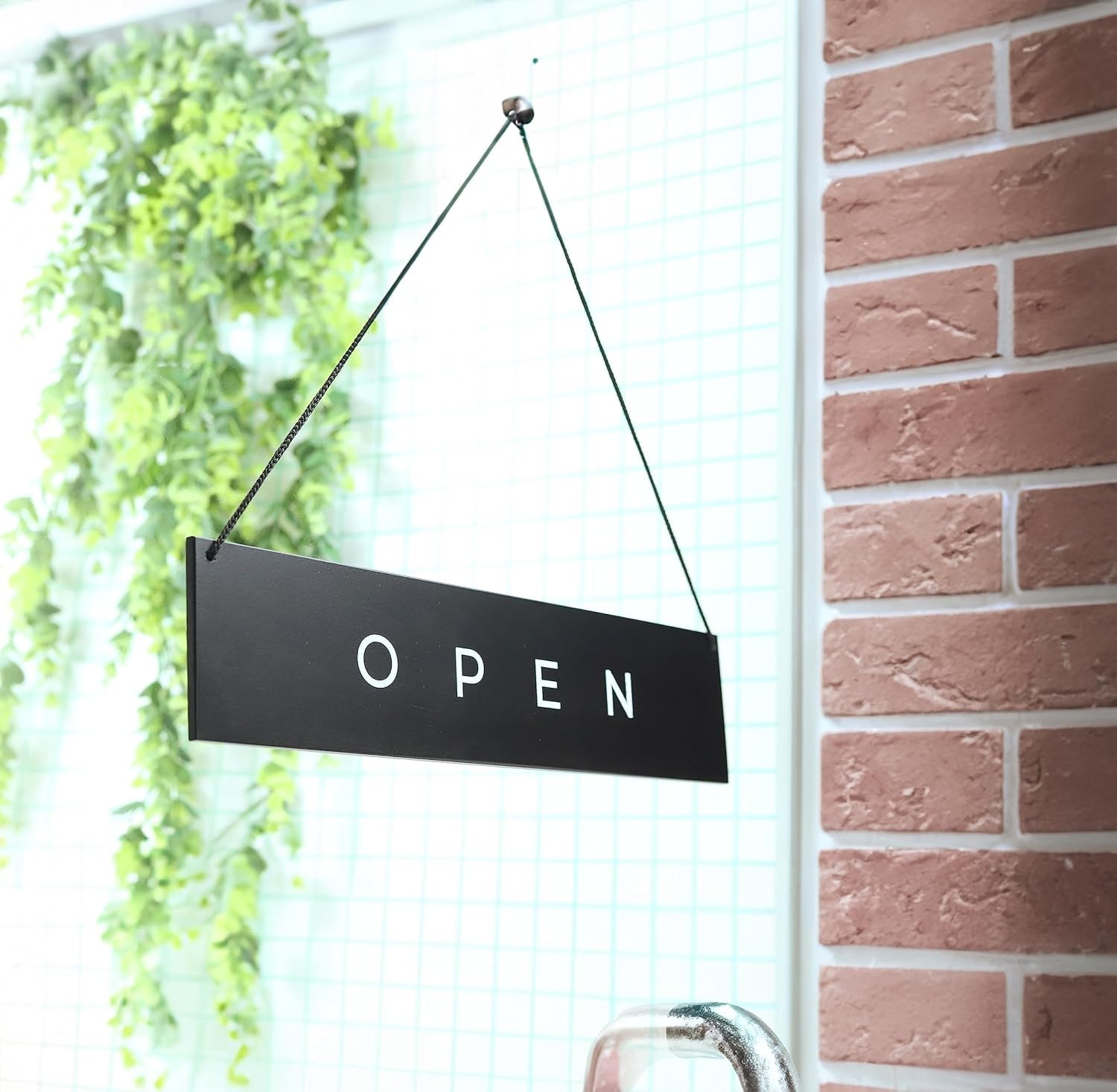 Stylish Black Wooden Open Closed Sign – Double-Sided Design