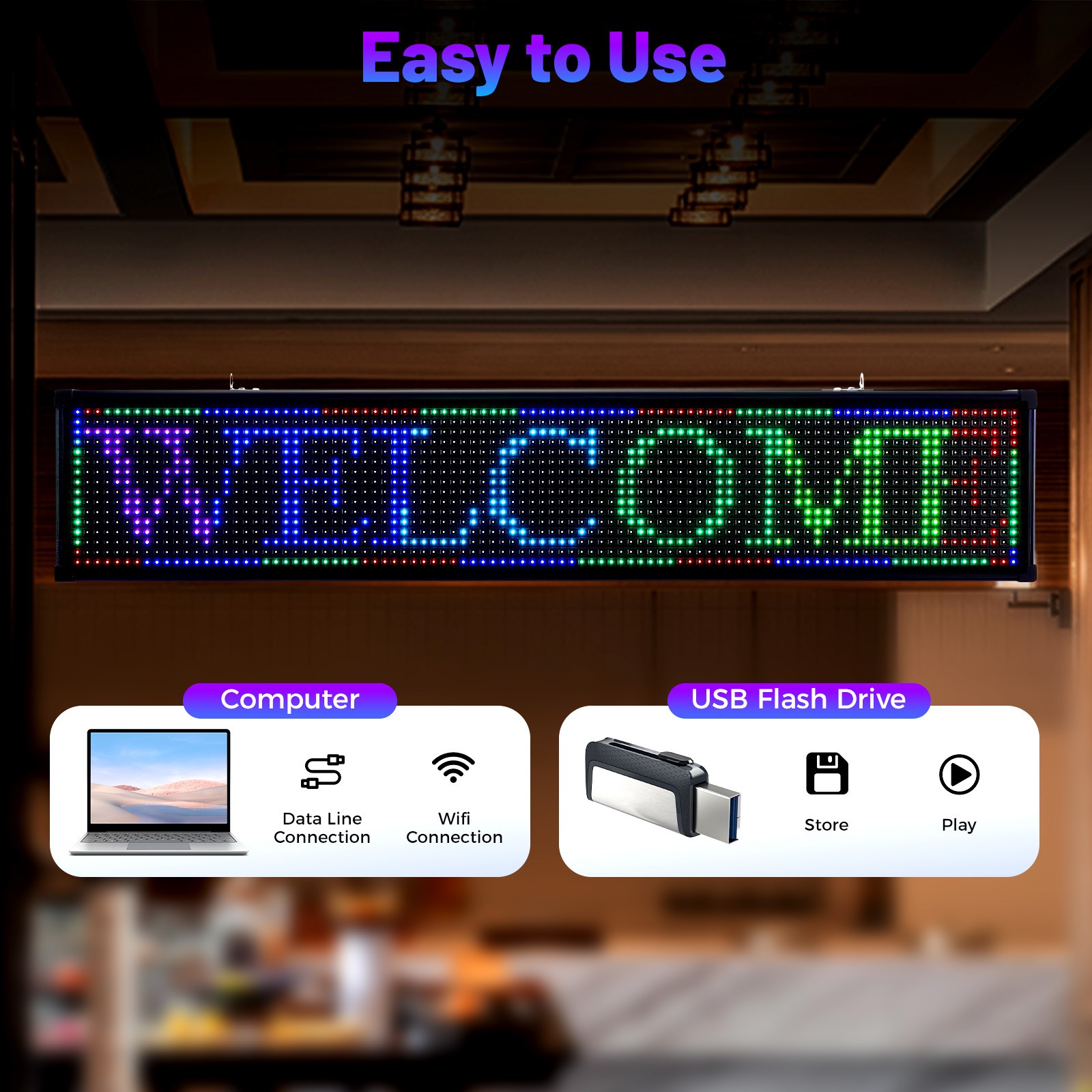 40 x 8-inch LED Seven-color Aluminum and Plastic Sign Outdoor Advertising Board