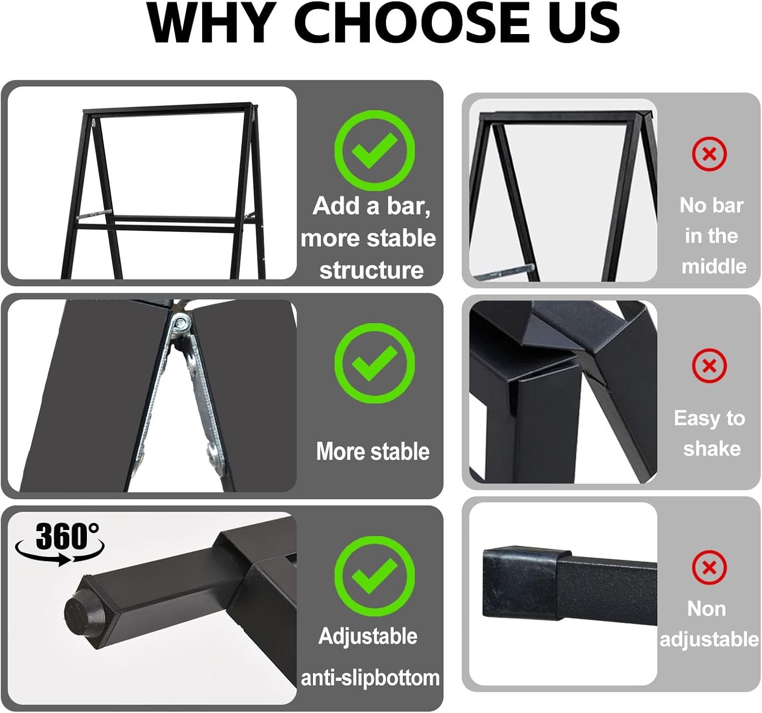 24 x 36 Inch A Frame Sign Double-Sided Folding Sandwich Board Heavy Duty