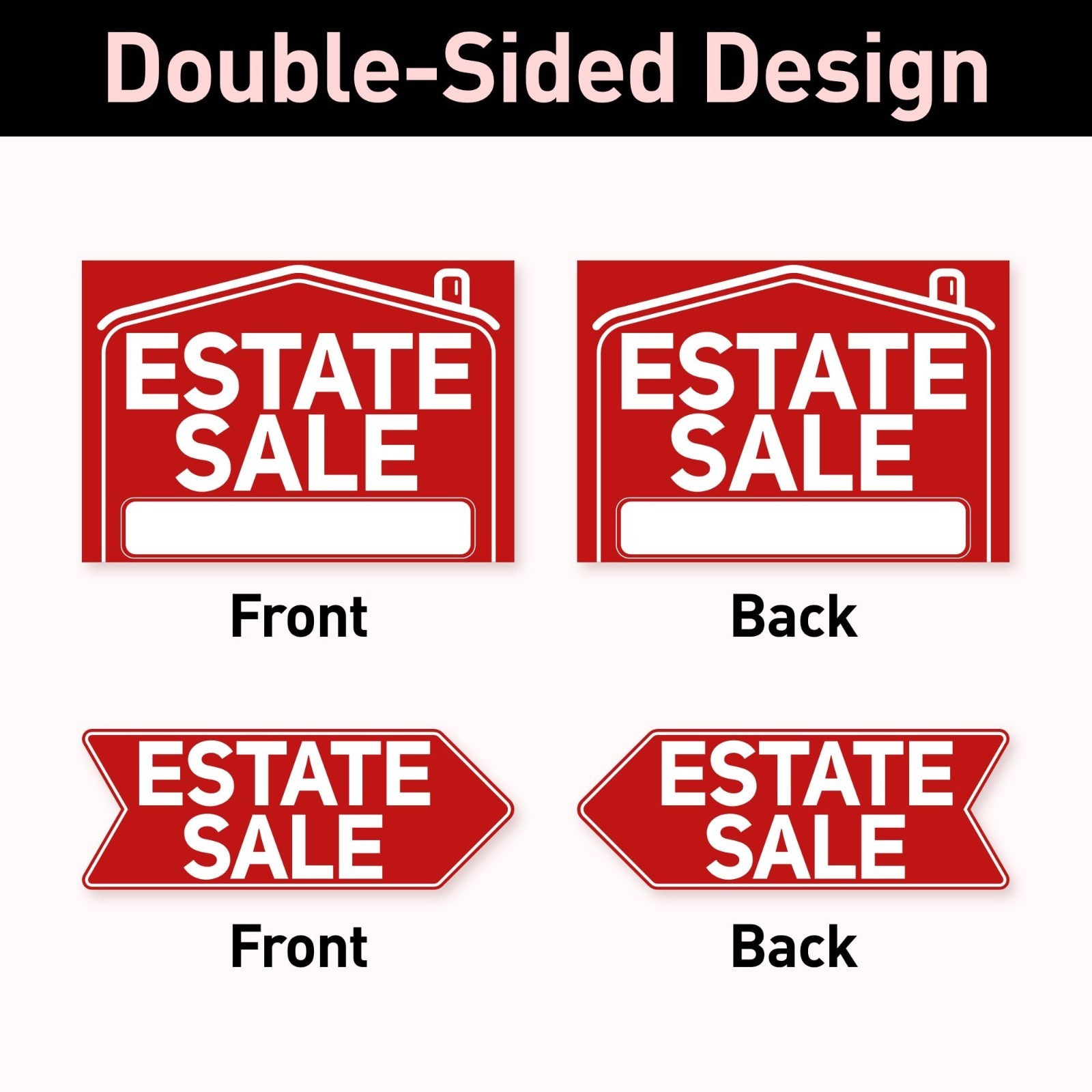 6 Pcs Estate Sale Sign Kit – 2 Large 17&Prime;x12&Prime; & 4 Arrow Yard Signs with Stakes, W