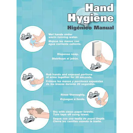 Accuform Sp124486l Poster, Hand Hygiene (Bilingual Spanish), 22 In H X, 17 In