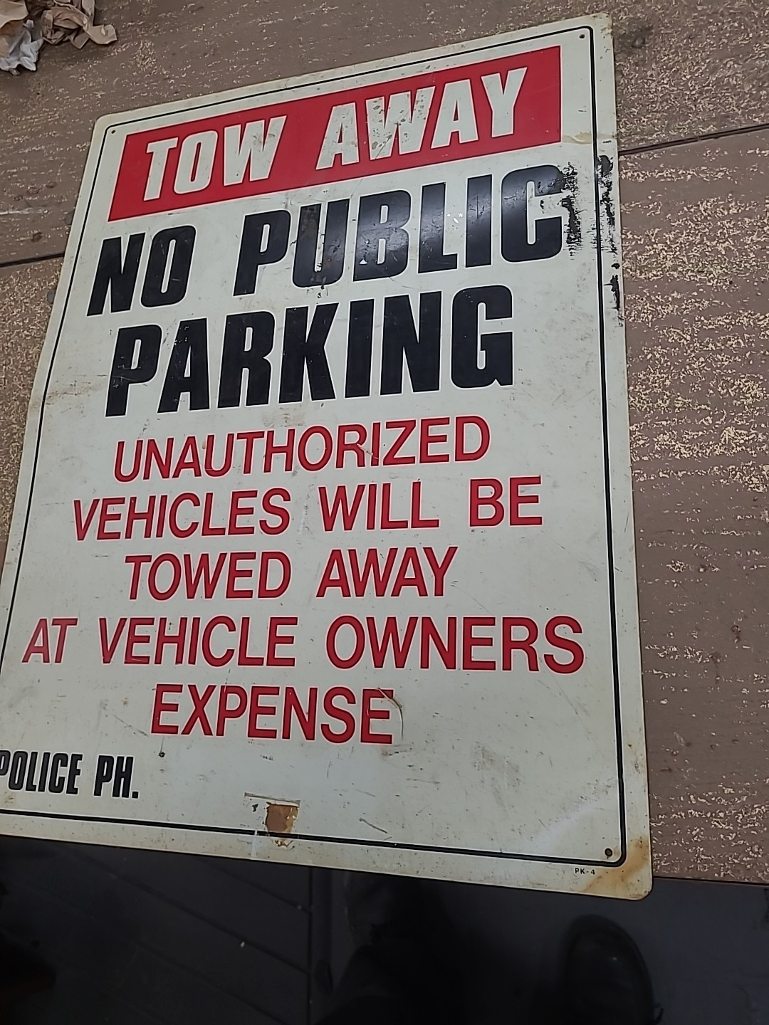Tow Away No Public Parking Tow Away 18&Prime; x 24&Prime; Sign Vintage