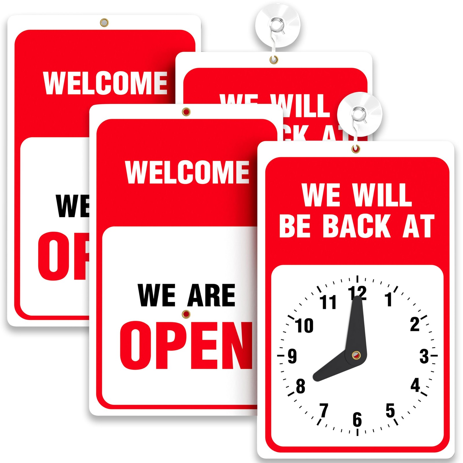 Will Return Sign With Clock – 2 Pack – 9.25 x 5.75 Inch – Bright Red and Whit…