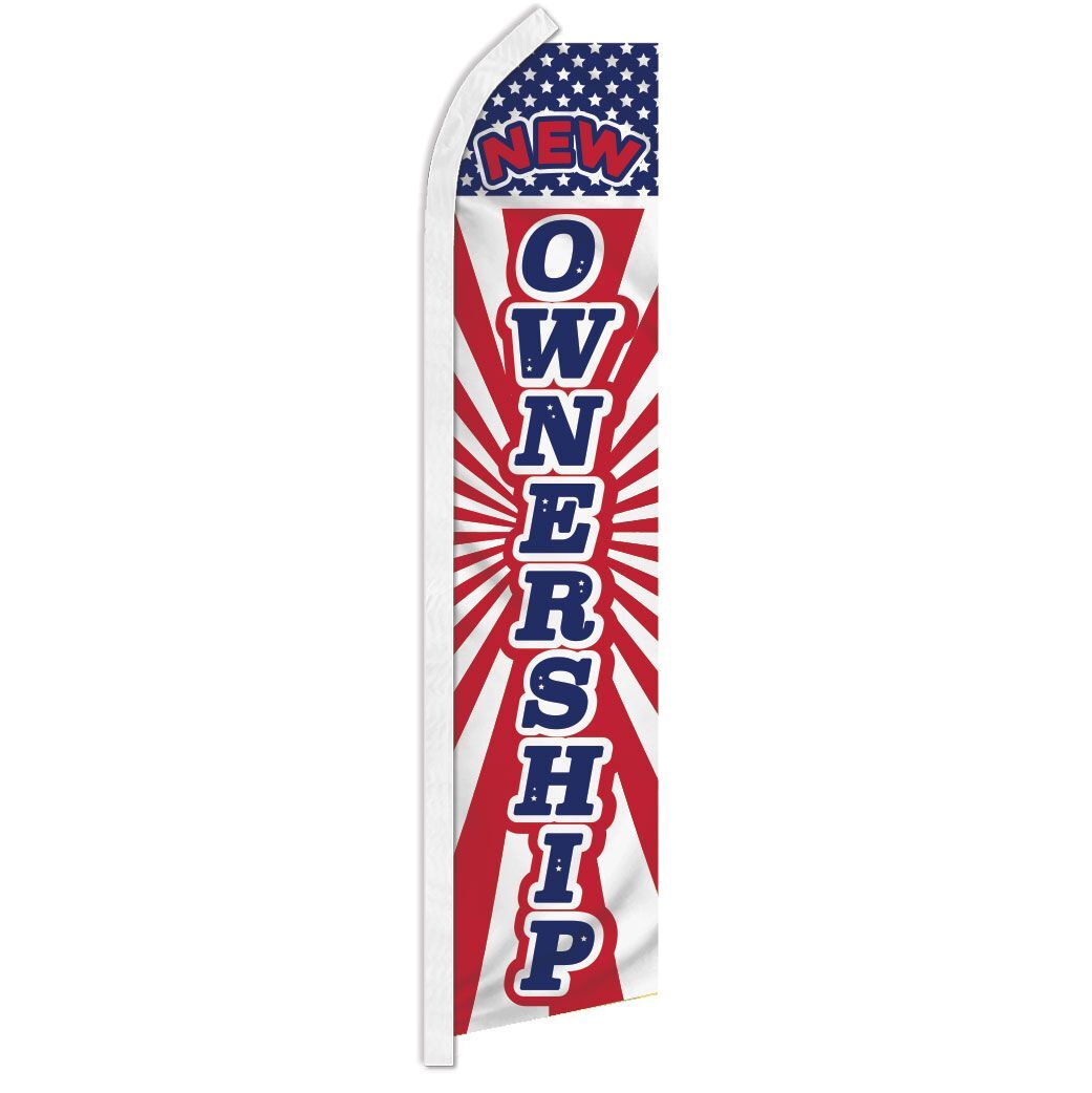 « NEW OWNERSHIP » advertising super flag swooper banner business sign welcome open