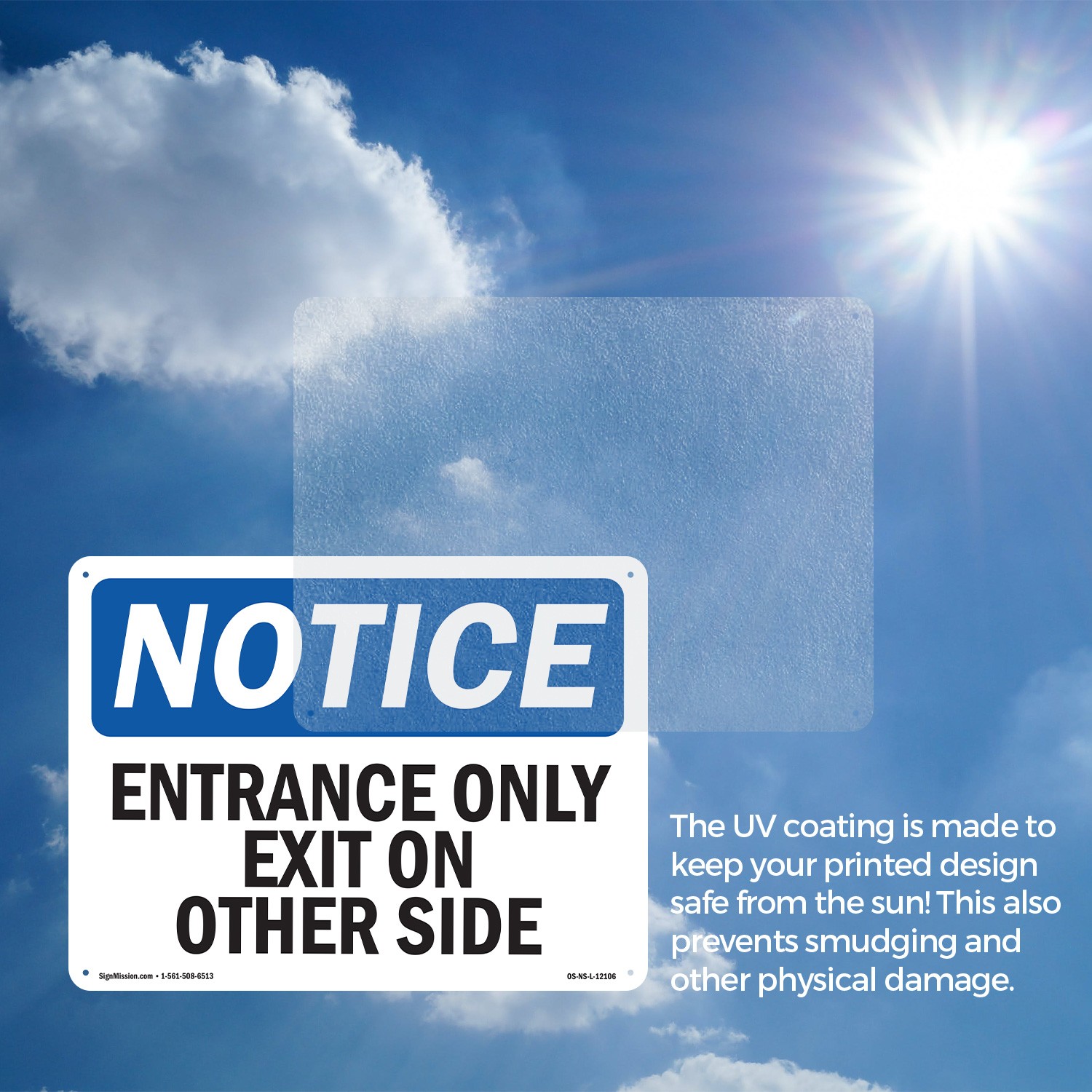 Entrance Only Exit On Other Side OSHA Notice Sign Metal, Decal – 5 or 10 Pack