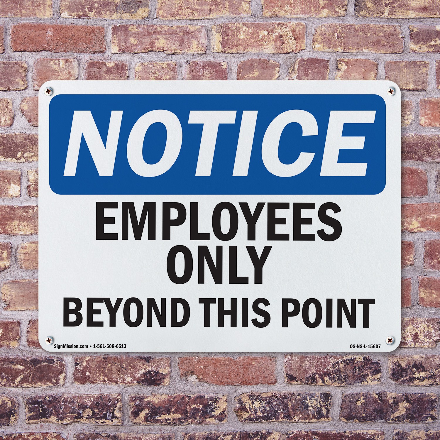 Employees Only Beyond This Point OSHA Notice Sign Metal, Decal – 5 or 10 Pack