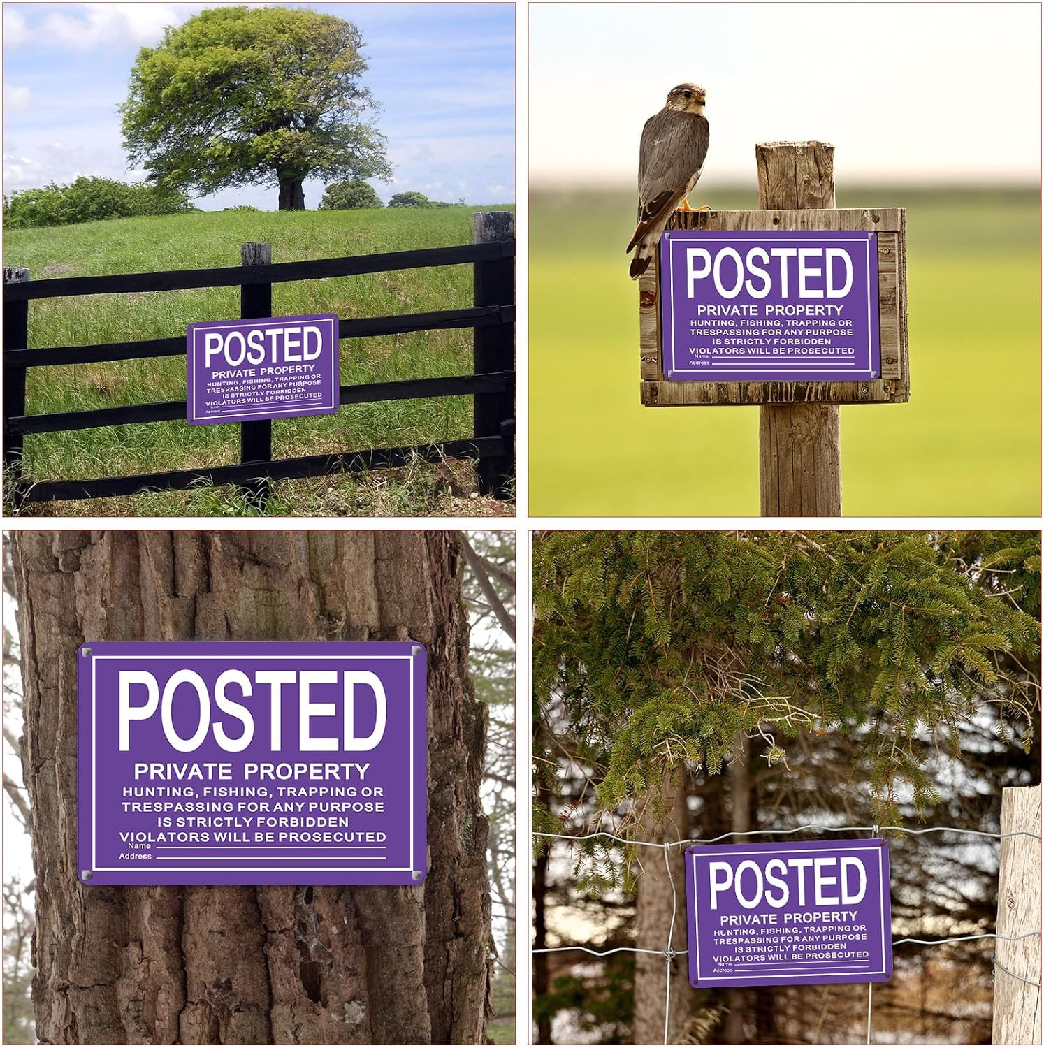 No Trespassing Signs 4 Pcs 10×7&Prime; Private Property Reflective
