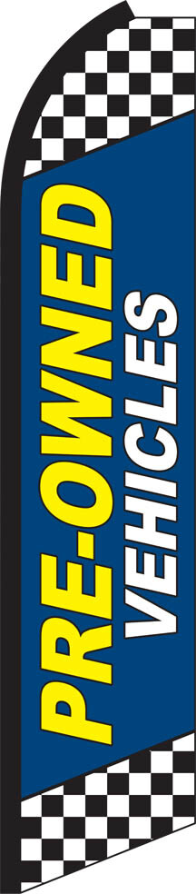 SWOOPER FEATHER FLUTTER FLAG PRE-OWNED VEHICLES SIGN ADVERTISING HALF SLEEVE