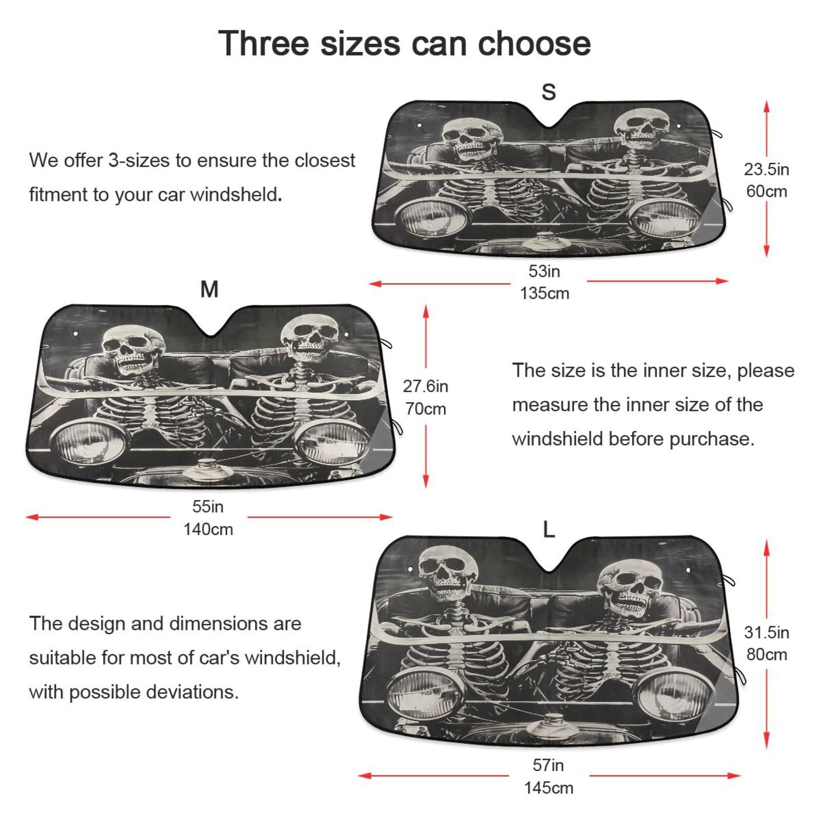 Funny Skeletons Windshield Sun Shade for Car Auto SUV Truck Foldable Front Wi…
