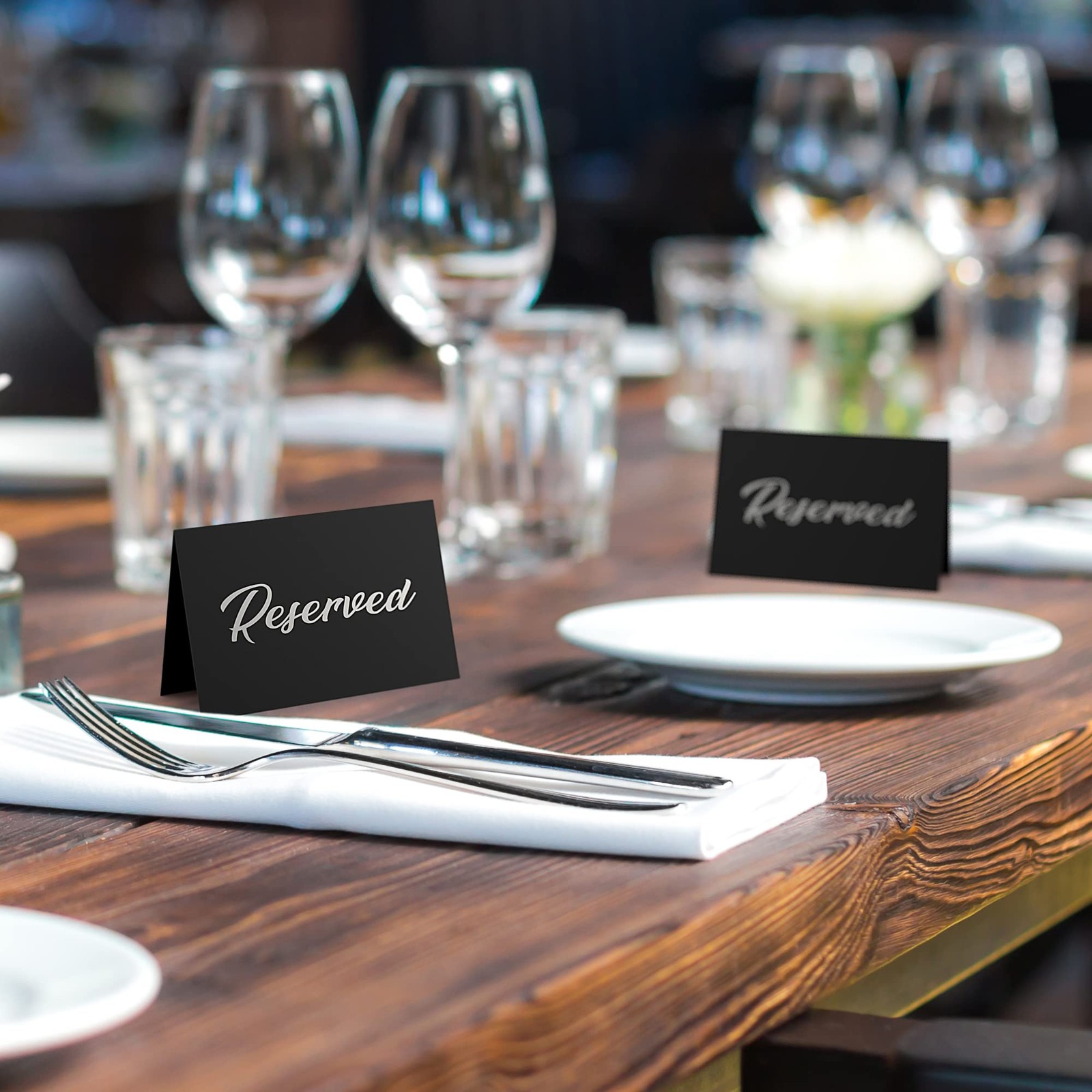 Black Reserved Table Signs Wedding 3×4 Cardstock Silver Foil Seating 10 PCS