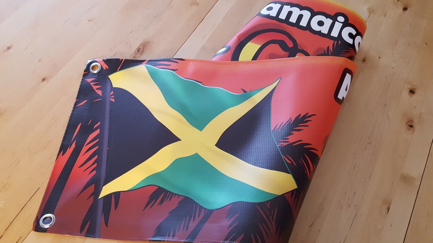 AUTHENTIC JAMAICAN CUISINE Jerk Chicken Open Banner Poster Sign Flag Display NEW
