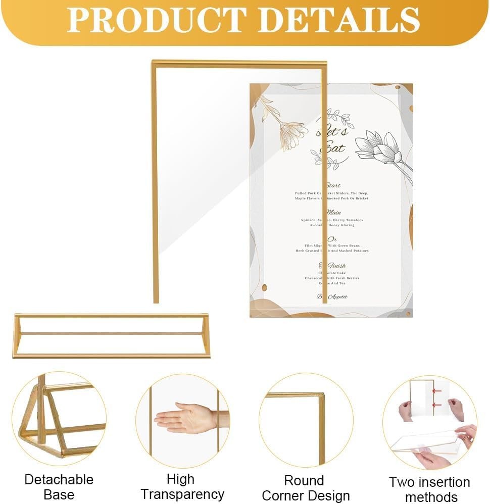12PCS Acrylic Gold Sign Holders, 4 »x6 » Wedding 4 »×6 », Transparent +