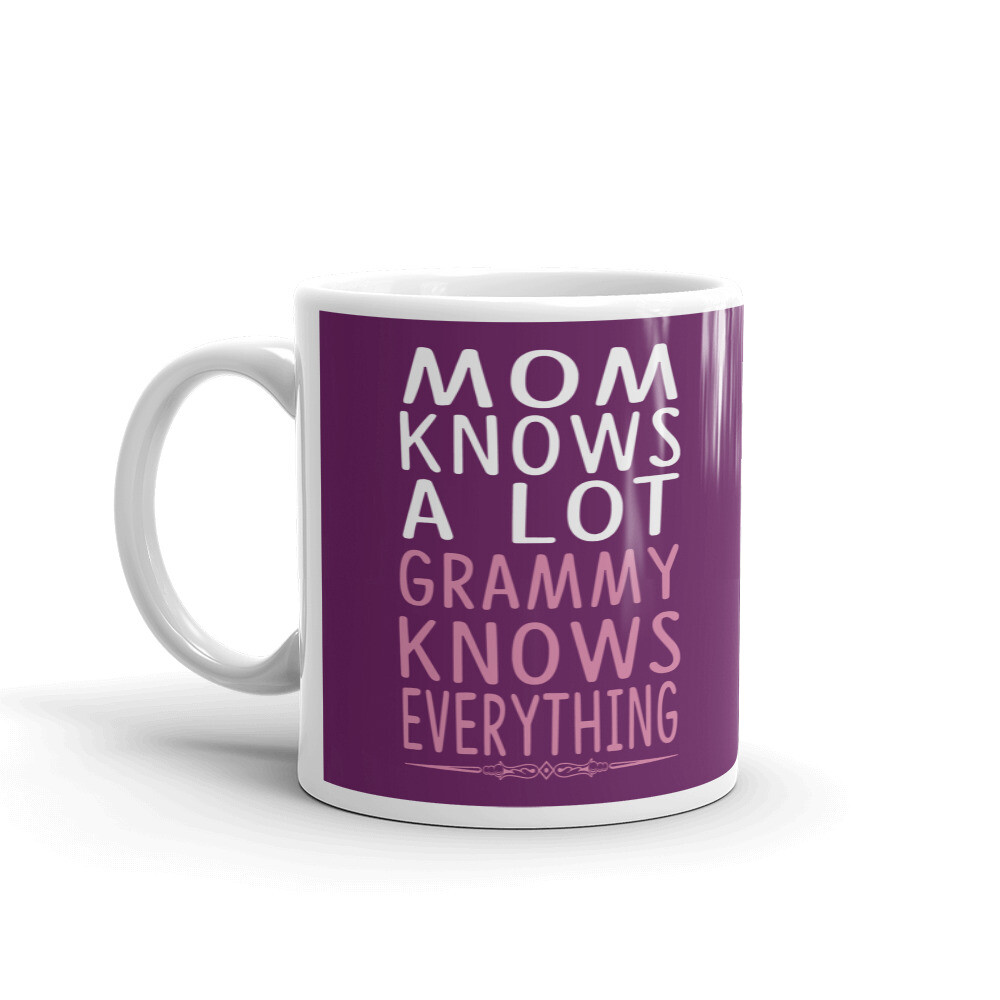 Mom knows A Lot Grammy Knows Coffee Tea Ceramic Mug Office Work Cup Gift